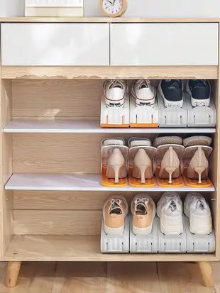 簡約透明日式鞋盒鞋櫃收納盒摺疊鞋架分層隔板裝放鞋箱 (1.3折)