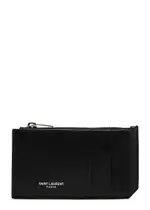 Saint Laurent Logo Pebbled Leather Wallet - Black ONE SIZE