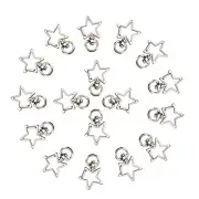 , 50 Pack Silver Star Clasp Metal Keychains Swivel Lobster Shape Claw Snap