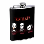 Panda Triathlete Em1 Flask 8oz Stainless Steel Hip Drinking Whiskey