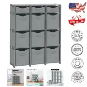 12 Cube Closet Organizer with Fabric Bins - Easy Assembly Room Storage Unit