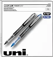 uni-ball Uniball Vision Elite Pens - 0.5mm Fine Point Micro Tip - 6 Black & 6 Blue Ink Pens (Total of 12) - Smooth-Flowing Ink - Fraud, Fading, and Water Protection vision elite Pens Black & Blue