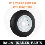 SUNRAYSIA WHITE 15" - 6 STUD WHEEL WITH 225R15 LT TYRE ! Trailer Parts