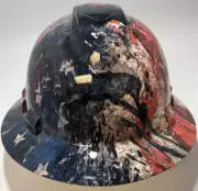 New Full Brim Hard Hat Custom Hydro Dipped SPLATTERED AMERICAN FLAG