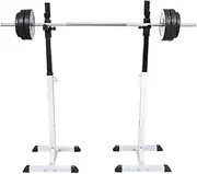 Squat Barbell Rack Set: Adjustable Weight Bench Rack - Durable Steel, 80 kg Maximum Load, 12 Levels, 50 x 48 x 107-165 cm, Ideal for Home Gym & Bench Press