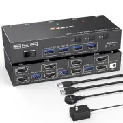 Dual Monitor KVM Switch 2 Monitors 3 Computers USB 3.0 3 Ports HDMI KVM Switcher