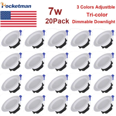 20 Pack Dimmable LED Panel Light 7W Recessed Ceiling Light Downlight AC85-265V