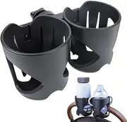Stroller Cup Holder, Double Cup Holder, Wheelchair Drinks Organiser, 360-Degree Rotation, Caliber Design/secure Fit, 19.2 * 10.2cm Ideal For Strollers, Bikes, Wheelchairs, Car