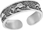 [AeraVida] Swimming Playful Dolphin Pod .925 Sterling Silver Pinky or Toe Ring