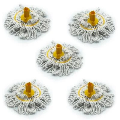 Colour Coded Mop Head Hygienic Cleaning Looped Pure Cotton Mop Socket YELLOW x 5