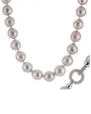Splendid Pearls Rhodium Plated 11-12mm Pearl & CZ Necklace