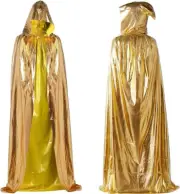 Ricjurzzty Unisex Adult Cloak with Hood Shiny Cape Halloween Wizard Hooded Ca...
