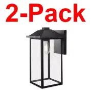 HOME DEPOT 2-Pack 18 in. Black Classic Outdoor Wall Lantern Sconce Clear Glass