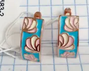 Beautiful Earrings with Enamel Gilt Sterling Silver 925 Vintage Ukraine Jewelry