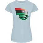 Curled Libya Flag Libyan Day Football Womens Petite Cut T-Shirt