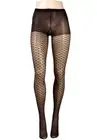 HUE Women's Black Faux Net Fashion Sheer With Control Top