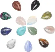 PandaHall Pack of 26 13 Colours Teardrop Stone Cabochons Natural Lapis Lazuli Rose Quartz Gemstone Beads Drop Crystal Cabochons for Earrings Necklace Bracelet Jewellery Making