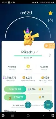 Pikachu ( Party Hat ) ( Caught In 2018 ) Pokemon Trade Go