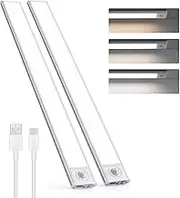 Closet Lights, Wireless USB Rechargeable Motion Sensor Night Light,Under Cabinet Lighting,Large Capacity Battery Operated Night Light,Operated for Stairs/Wardrobe/Hallway/Kitchen/Bedroom (30cm-2pc)