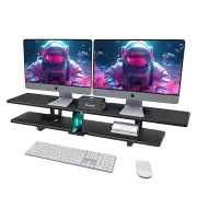 Dual Monitor Stand, Computer Monitor Riser for 2 monitors, 2 Tiers Wood Monit...