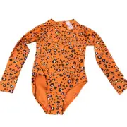 New Cat & Jack Girls XS (4/5) Long Sleeve Leopard Spot UPF 50+ 1PC Swimsuit