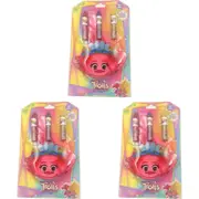 3x 4pc Trolls Lip Gloss Set Kids/Children Fun Cosmetic Fruit Scented w/Purse 5y+