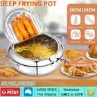 20/24cm Japanese Tempura Deep Frying Pot Fry Pan Thermometer Kitchen Fryer AU