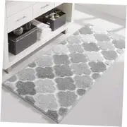 Bathroom Rugs Runner Non-Slip, Extra Absorbent Shaggy Large Bath 20x47 Grey