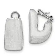 Sterling Silver Brushed Concave Hollow Omega Hoop Earring