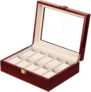 TAOTAOOPK Watch Box Holder Wooden Glass Jewelry Storage Compartment Case