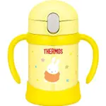 日本 新款 THERMOS 膳魔師 FJL-250 不銹鋼兒童學習杯 (把手可拆卸) 附備用吸管 黃色 米飛兔