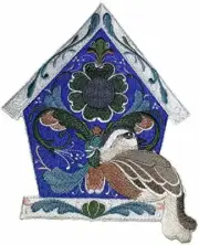 Rosemaling Birdhouse With Eurasian Dotterel Embroidered Iron on/Sew patch
