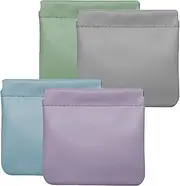 Lamb Skin Pocket Cosmetic Bag Pocket Cosmetic Bag,4Pcs Portable Small Makeup Bag No Zipper Self-Closing Small Makeup Pouch,Women Mini Makeup Bag Travel Storage Bag,Mini Multifunctional Storage Bag