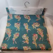 Shabby Chic Cotton Floral Bunny Spring Easter Table Runner Teal Blue 16" x 72"