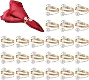 Pearl Napkin Rings, 24pcs Spiral Serviette Buckle Holder Wedding Party Table Napkin Buckles, Pearl Metal Napkin Clasps for Dining Anniversary Birthday Christmas Banquet Table Decoration (Spiral)