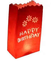 10 Red Happy Birthday Party Paper Bag Lantern Outside Path Decoration Luminara