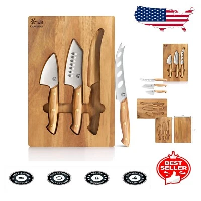 Modern Olive Wood Cheese Knives and Acacia Board – Perfect for Entertaining
