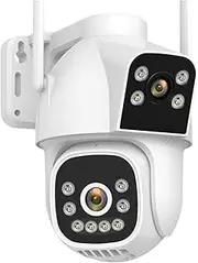 4MP 4G WiFi Surveillance Camera AI Auto Tracking Color Night Vision Two Way Audio Outdoor Dual Lens Dual Screen PTZ Security Cam(4MP 4G NO TF Card)