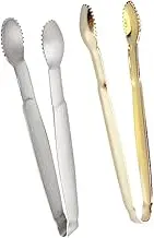 OFFSCH 2pcs Gold Plated Stainless Steel Sugar Tongs Kitchen Food Clips for Ice Appetizers Party Cafe and Home Use Gold and Silver
