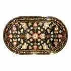 36" x 22" black Marble side corner Table Top stones Inlay pietra dura Work
