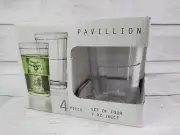 Circleware Pavilion 4 pc Clear Juice Glasses 7 oz New In Box Windowpane Design