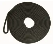 Mooring Rope Black 16 Plait Polyester UV Stabilised 12mm x 6M Dock Line 300mm