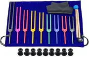 Tuperoymse 9 PCS Colorful Aluminum Alloy Tuning Forks Tuning Forks For Therapy, Voice Therapy Black