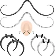[Qmcandy] 16G 14G Mustache Septum Rings Buffalo Septum Pincher Tapers Nose Rings Stainless Steel Septum Piercing Jewelry for Men Women