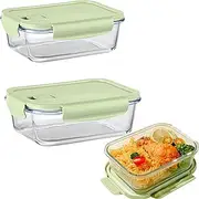 Glass Food Storage Containers with Airtight Lids, Glass Meal Prep Container for Lunch, Pantry Organizers and Storage, 24oz and 35oz, 2-Pack, Freezer to Oven Safe