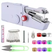 White Handheld Portable Sewing Machine for Small Repairs Stitch Embroidery