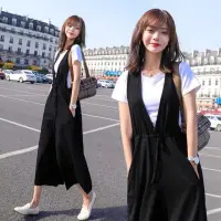 在飛比找momo購物網優惠-【A3】夏季新款吊帶連衣褲裙+白色上衣(舒適棉吊帶褲裙)