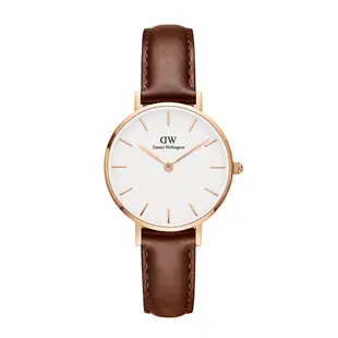 Daniel Wellington DW 手錶 Petite St Mawes 28mm棕色真皮皮革錶 DW00100231