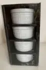 ramekins Fiddle and Fern Gridline Pattern White Ramekins 4oz 4 NIB Custard Cups
