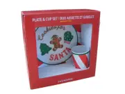 NEW 2 Piece Christmas Cookies & Milk for Santa Plate and Cup Set